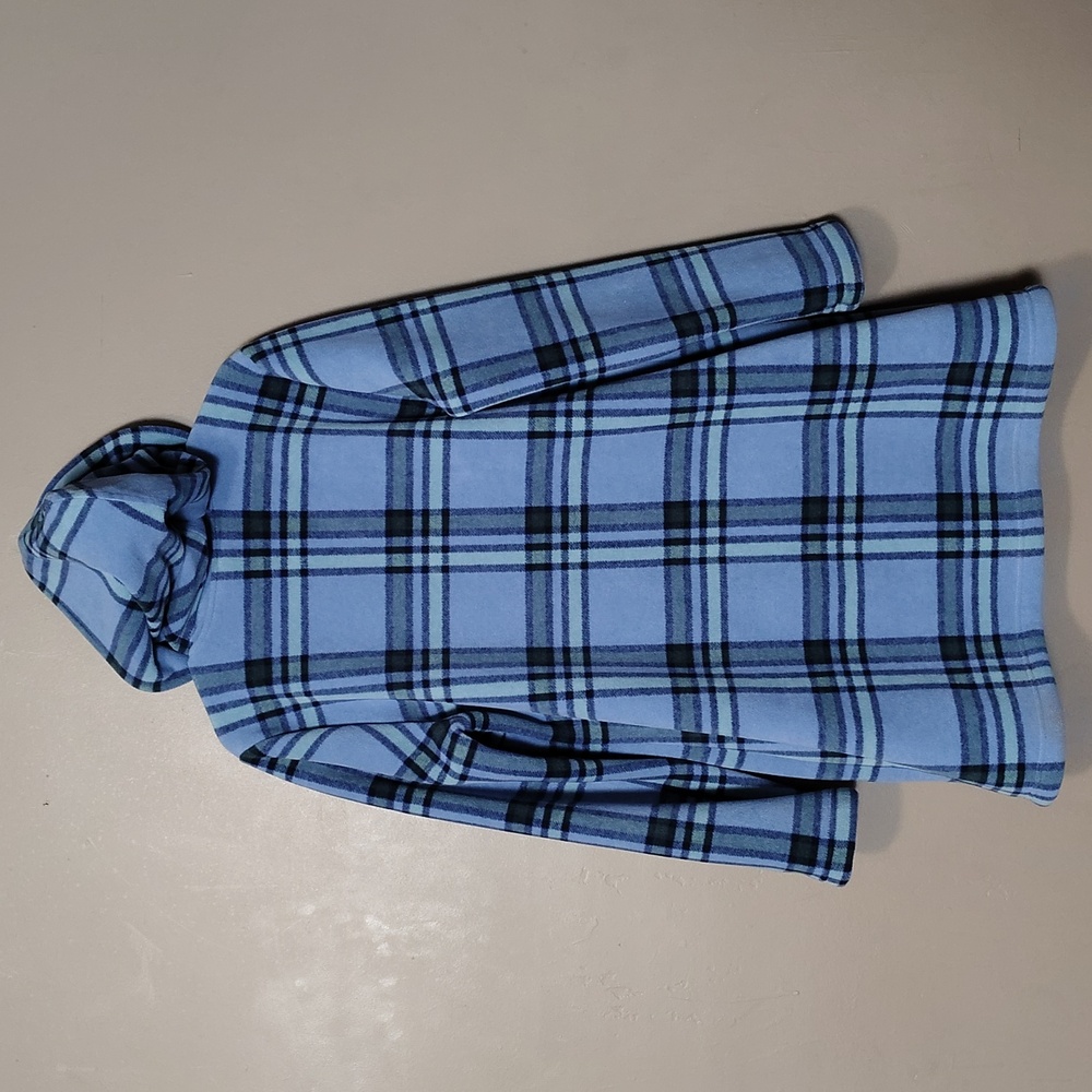 D & Co Blue Plaid, Hooded, Full Zip/Button, Fleece, Lined Jacket Size M - Picture 3 of 9